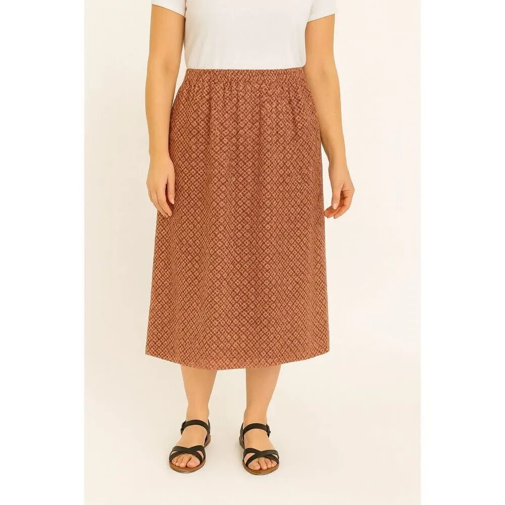 Michael Michael Kors red printed slit front midi skirt M